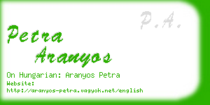 petra aranyos business card